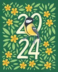 Stenski koledar igrive ptice 2024